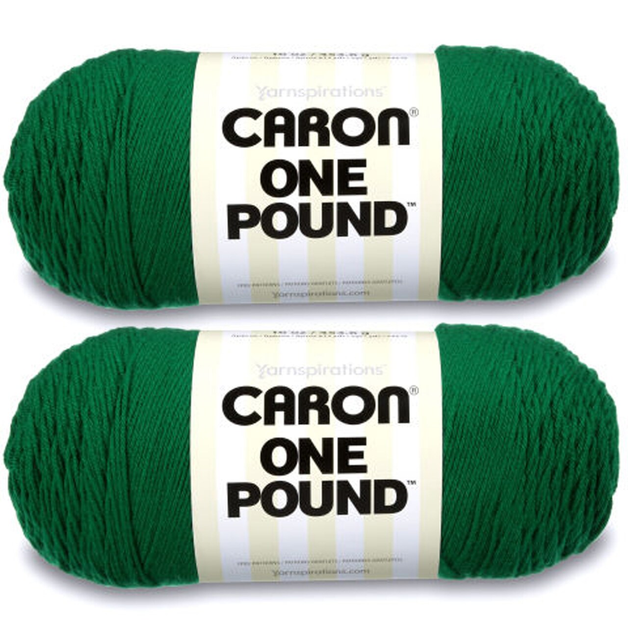 Caron One Pound Kelly Green Yarn - 2 Pack of 454g/16oz - Acrylic - 4 Medium (Worsted) - 812 Yards - Knitting/Crochet